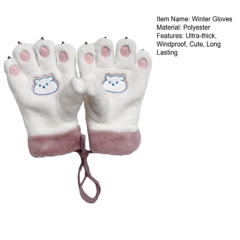 Querenmim.cl Găng Tay Giữ Ấm Mùa Đông Hình Chân Gấu Dễ Thương Thông Dụng Cho Nữ