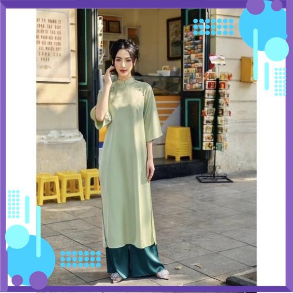 Set Áo Dài Xuông Dáng Xưa Đính Nơ Vai Cách Điệu_XUONGNO giá xưởng 50%
