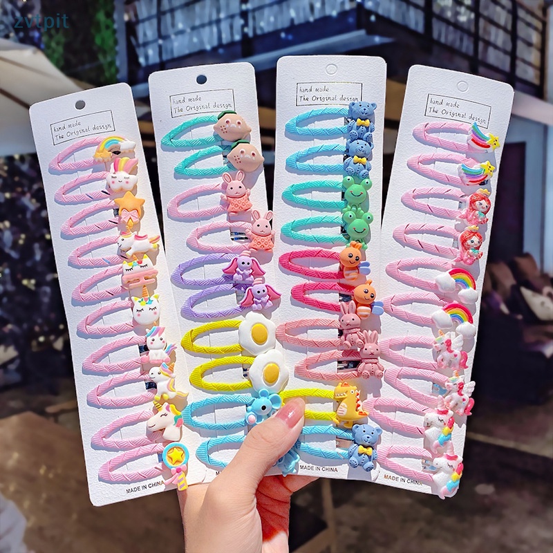Set 10 Kẹp Tóc Hình Hoa / Động Vật Dễ Thương Cho Bé Gái vn