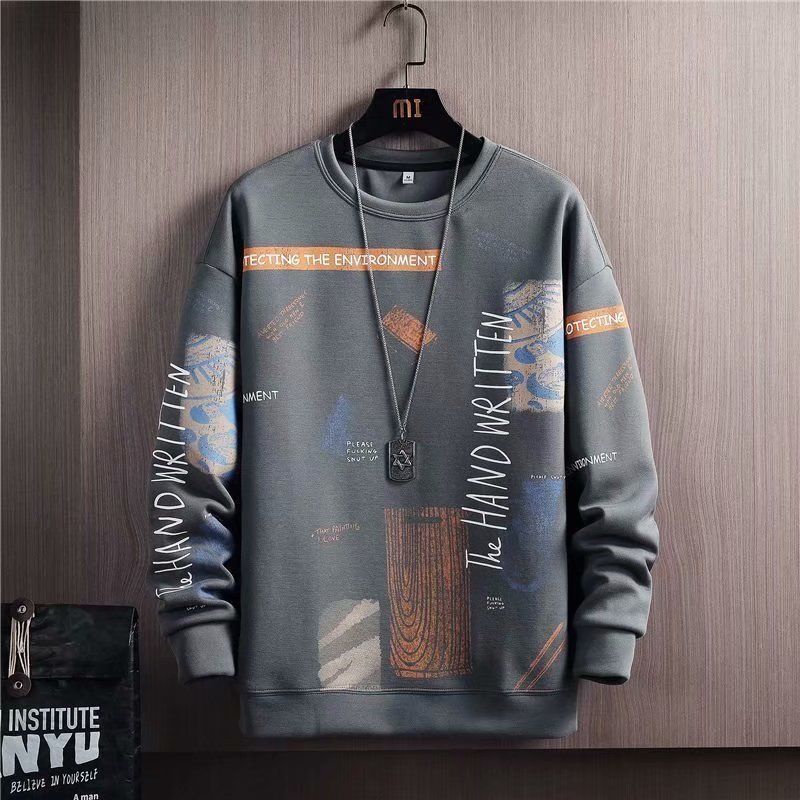 Áo Nỉ Dài Tay Cổ Tròn Phong Cách Hàn Quốc Thời Trang Mùa Thu Mới Cho Nam