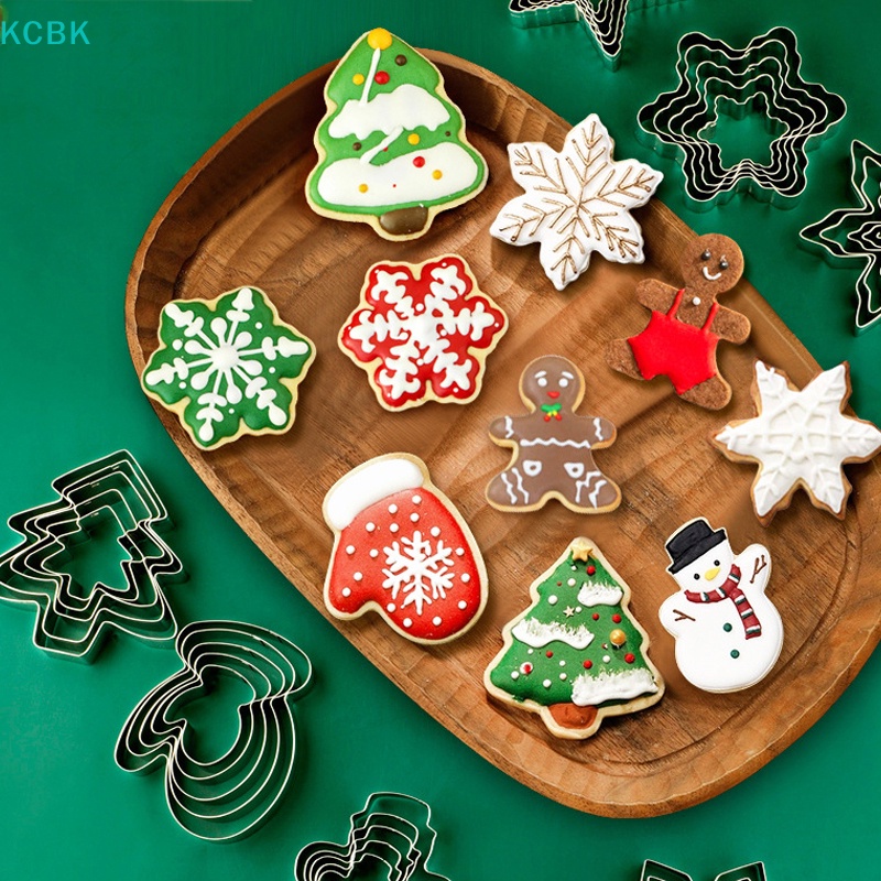 Set 5 Khuôn Cắt Bánh Quy Tạo Hình Chủ Đề Giáng Sinh Bằng Thép Không Gỉ