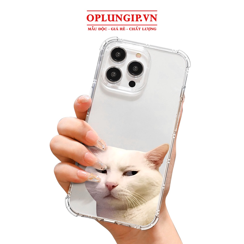 Ốp iphone silicon cạnh vuông in hình mèo hài bựa cho iphone 15 14 13 pro max plus 11 12 pro max mini x r s max 7 8 plus