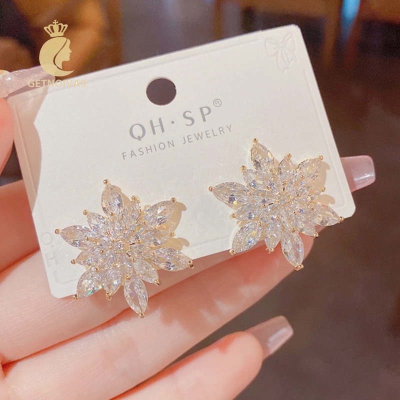 Bông Tai Đính Đá Phong Cách retro Âu Mỹ Thanh Lịch