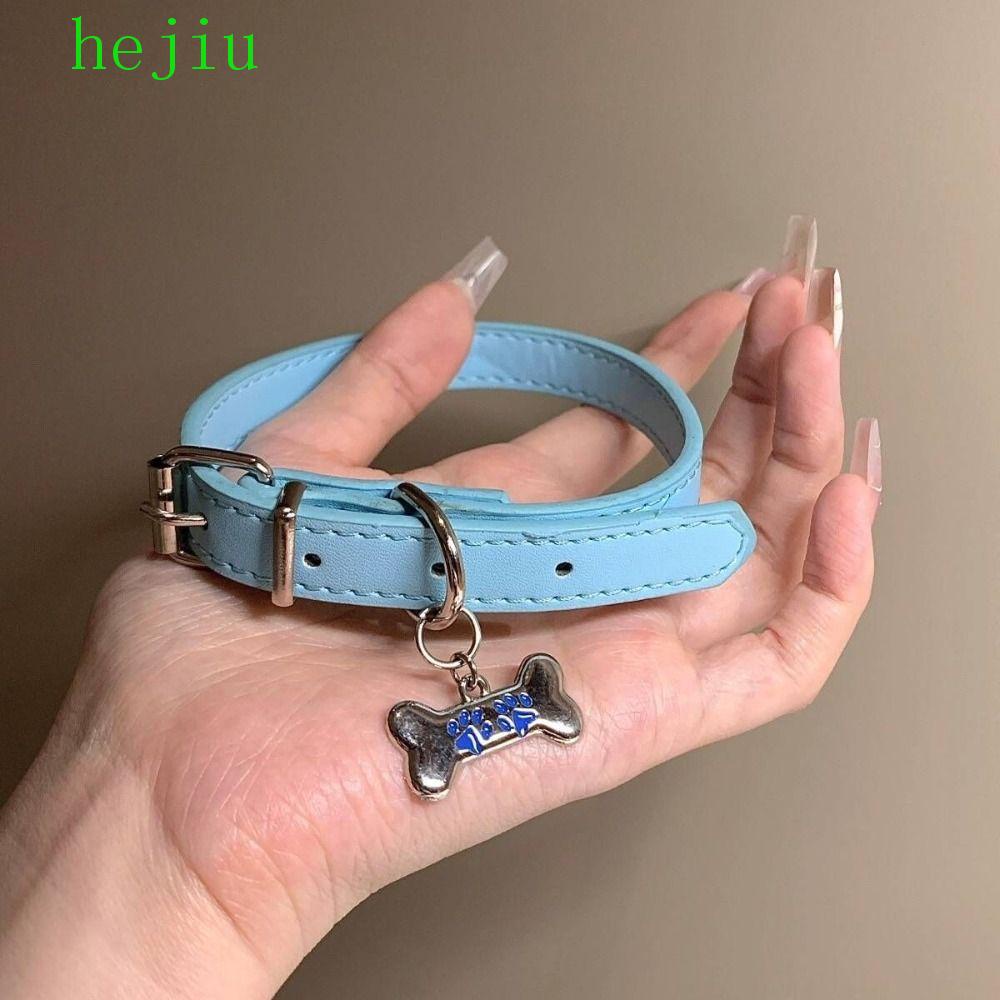 Hejiu Vòng Cổ Da harajuku Xương Chó Màu Xanh Lam / Hồng Đính Đá Thép Titan Dễ Thương Phong Cách Hàn Quốc Cho Nữ