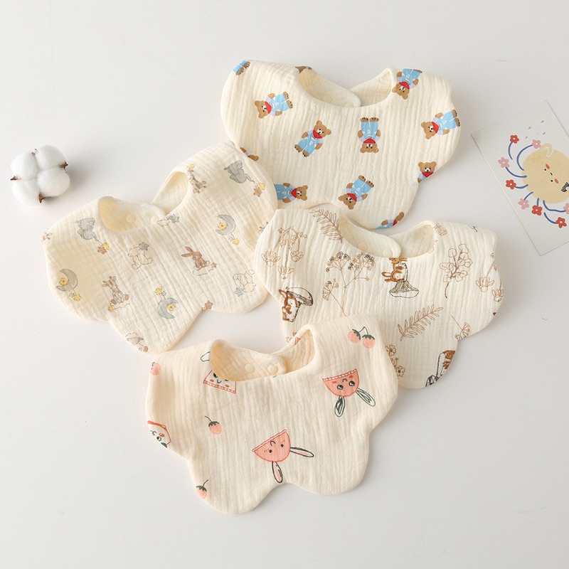 Yếm Ăn cotton Nguyên Chất Xoay 360 Độ Cho Bé