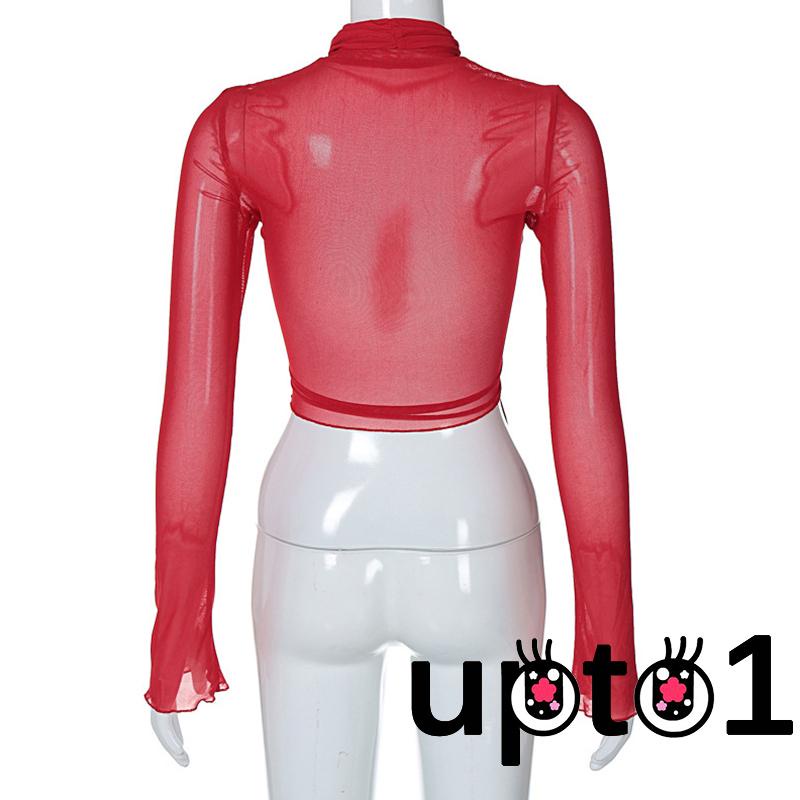 Áo Croptop Tay Dài Thiết Kế Dây Đan Chéo Trước Quyến Rũ