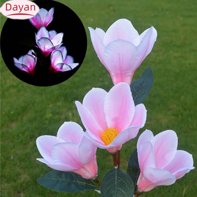 2023!! Đèn led Năng Lượng Mặt Trời Chống Thấm Nước Hình Hoa Mộc Lan Trang Trí Sân Vườn