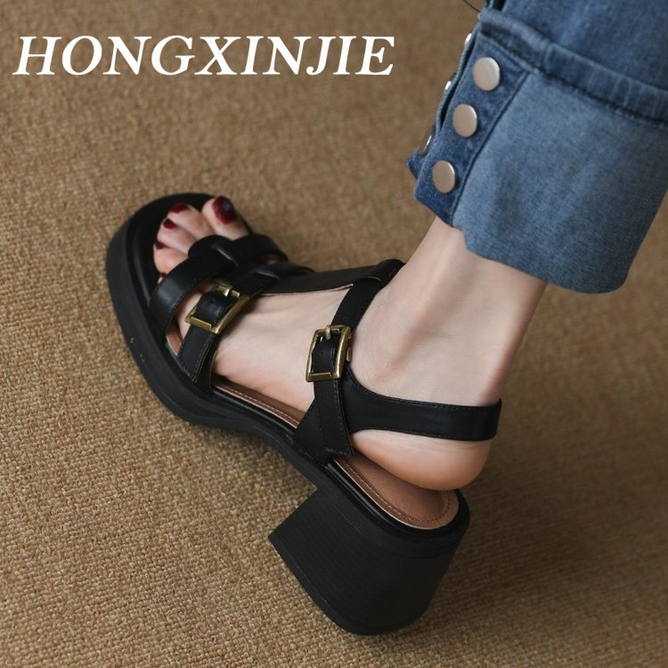 HONGXINJIE Giày Cao Gót Mũi Nhọn GIÀY SANDAL Thời Trang Mới 2023 Cho Nữ Phóng khoáng Thấm hút mồ hôi Đa màu sắc Chống trơn trượt FGL23A0WL0 43Z231026