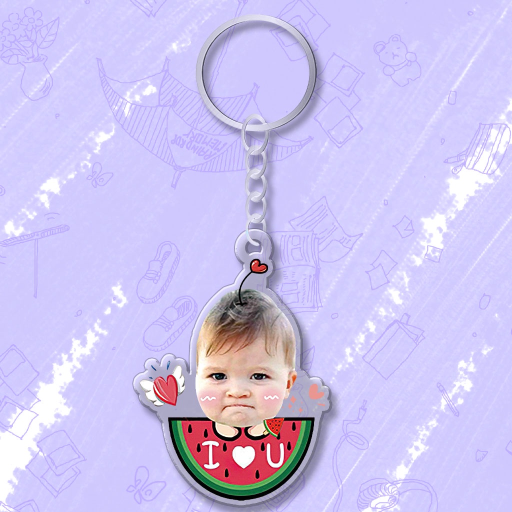 Móc chìa khóa đáng yêu cho bé cắt ảnh theo yêu cầu in hình cute