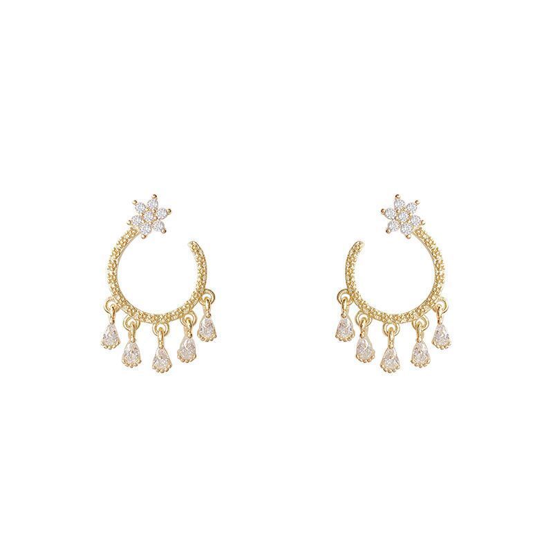 Six Bông Tai Đính Đá zircon Hình Học Nhỏ Đơn Giản Tươi Mới Cho Nữ