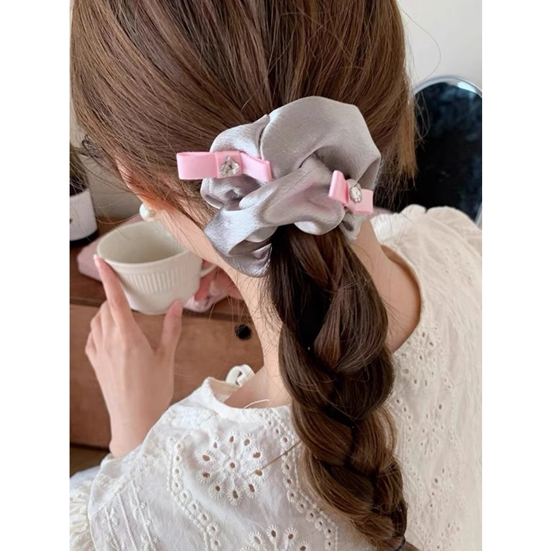 Dây Buộc Tóc Da Bóng Đính Đá Hình Trái Tim Xinh Xắn Cho Nữ