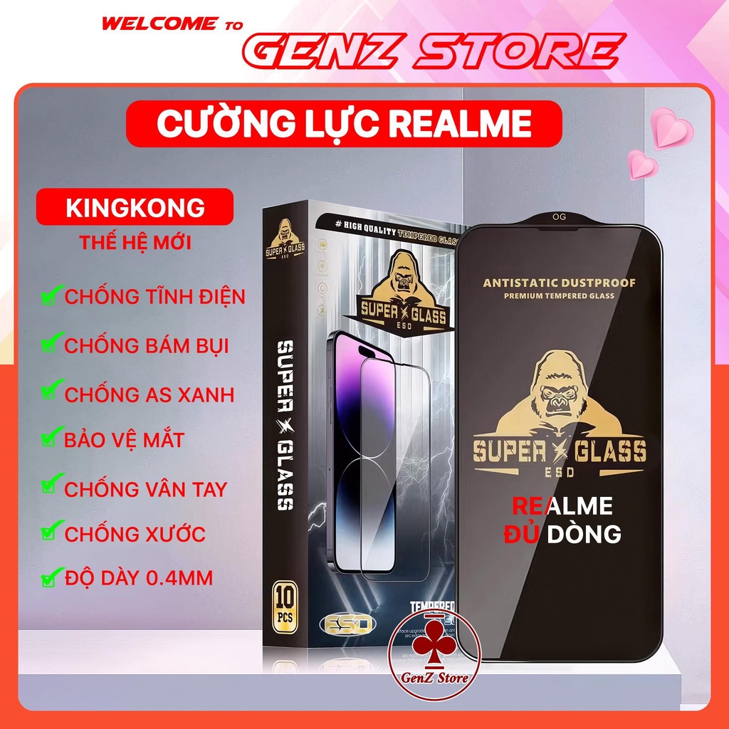 Kính cường lực Realme 9 4G/ 9 5G/ 9 Pro Kingkong phủ Nano | Miếng dán bảo vệ màn hình GenZstore