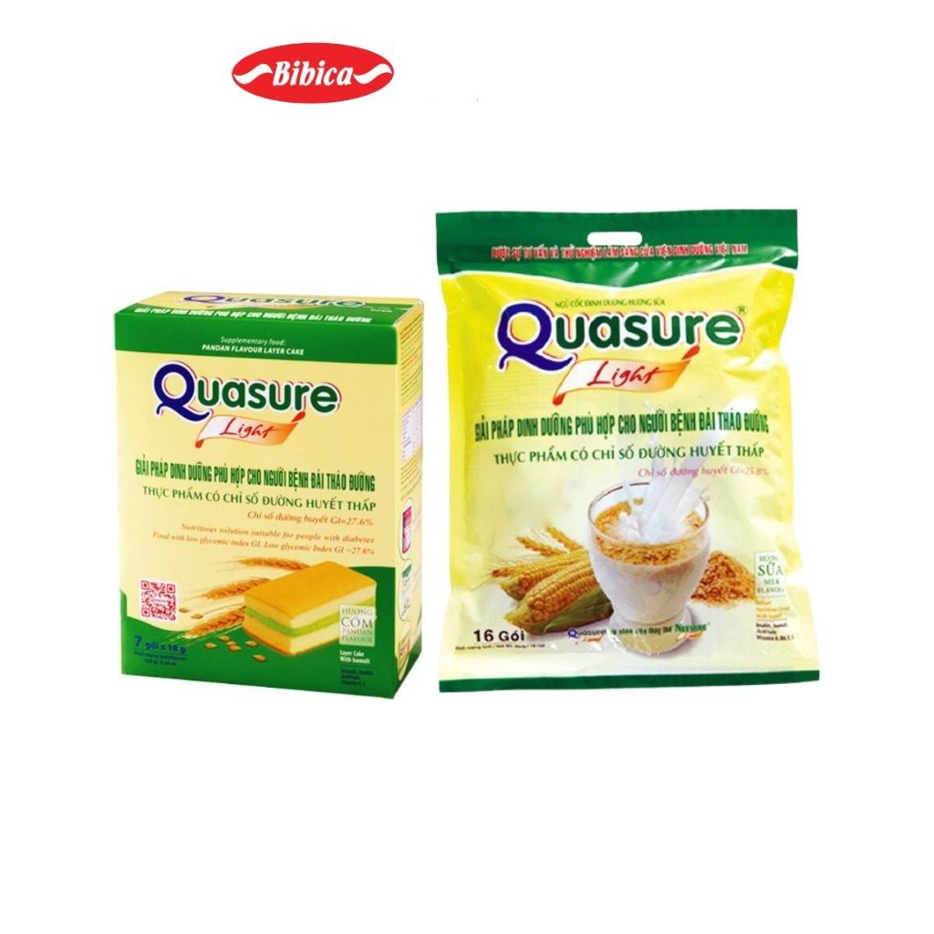 Combo 2 món Ngũ Cốc Quasure Light Bibica 400g và Bông Lan Cốm 126g dành cho người ăn kiêng tiểu đường Shopbethienkim