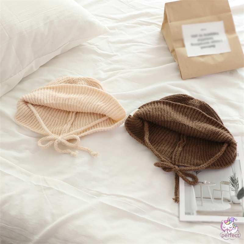 Mũ Len cotton Buộc Dây Ấm Áp Cho Bé