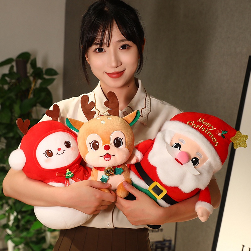 Búp Bê Nhồi Bông Hình Ông Già Noel / Nai Sừng Tấm Dễ Thương ere1