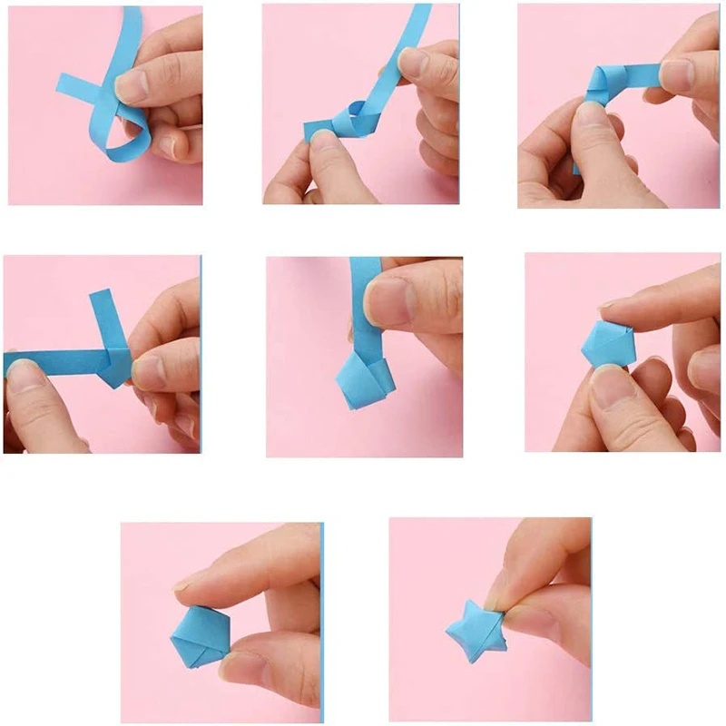 Set 90 Tờ Giấy Xếp origami Hai Mặt Màu Trơn Họa Tiết Ngôi Sao May Mắn Trang Trí Nghệ Thuật Cho Bé