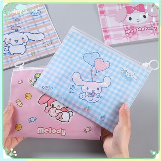 [COD] Túi zip hoạt hình dễ thương Sanrio, túi đựng bút, túi đựng đồ cá nhân bằng lụa mờ có khóa kéo [Lmlife]