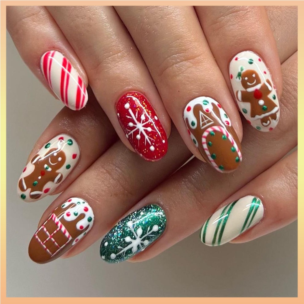 Bộ Móng Tay Giả Chủ Đề Giáng Sinh Âu Mỹ Sành Điệu