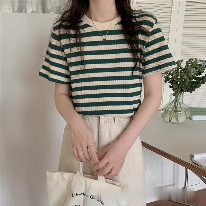 Áo phông sọc xanh trắng - Phong cách Librairie Alala Fashion