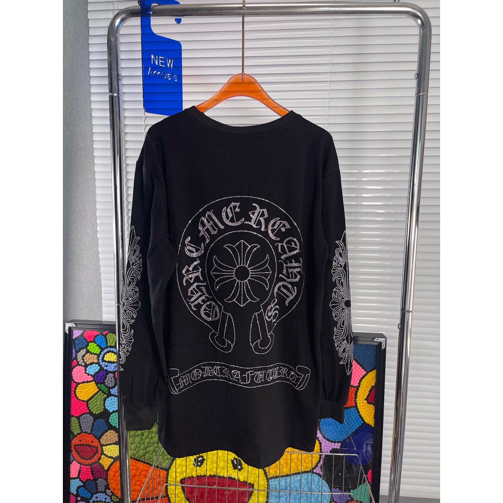 Chrome hearts Áo sweatshirt Dáng Rộng In Hình Thánh Giá Ngựa Nhiệt Độ Cao Thời Trang Xuân Thu Giản Dị Dành Cho Bạn Nữ