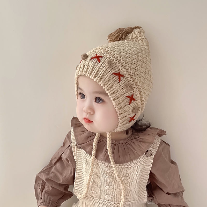 Thời Trang Mũ Len Giữ Ấm Tai Phong Cách Hàn Quốc Xinh Xắn Dành Cho Bé