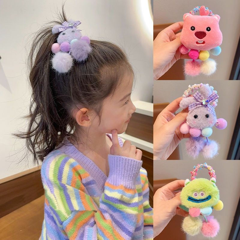 Dây Cột Tóc Đuôi Ngựa Cao Hình Quái Vật Hoạt Hình Dễ Thương Cho Bé Gái