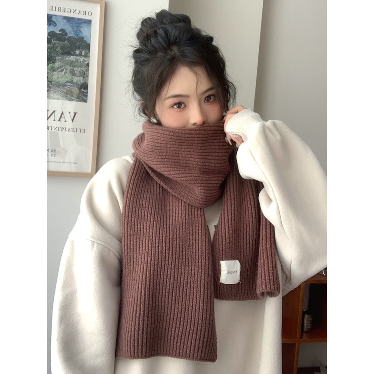 Khăn Choàng Len Màu Cà Phê Ngắn Phong Cách Hàn Quốc Thời Trang Mùa Đông Mới 2023 Cho Nữ