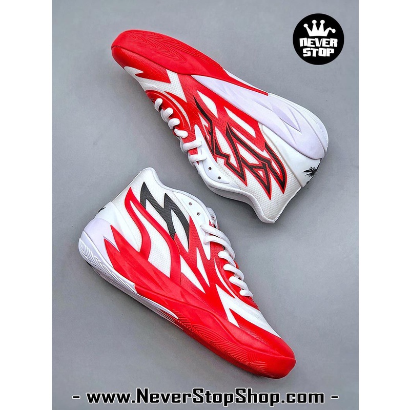 Giày bóng rổ PM MB 02 trắng đỏ mẫu mới, đế rít bám sân chuyên chơi indoor outdoor  | NeverStopShop.com