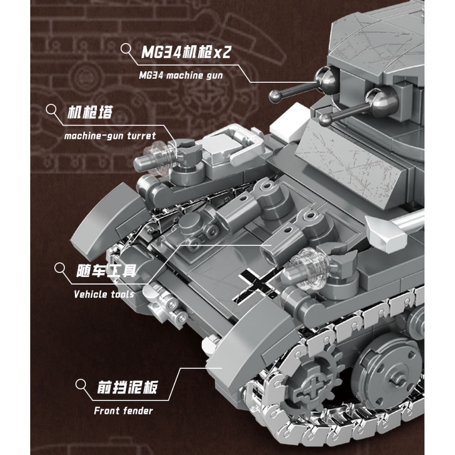 461 Mô Hình Xe Tăng moc panzer Pkpfw i Sdhfz 101 Tự Lắp Ráp Tỉ Lệ 1: 35