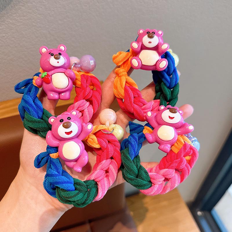 Mới Dây Cột Tóc Cao Su Họa Tiết Hoạt Hình Phong Cách Hàn Quốc Cho Bé Gái