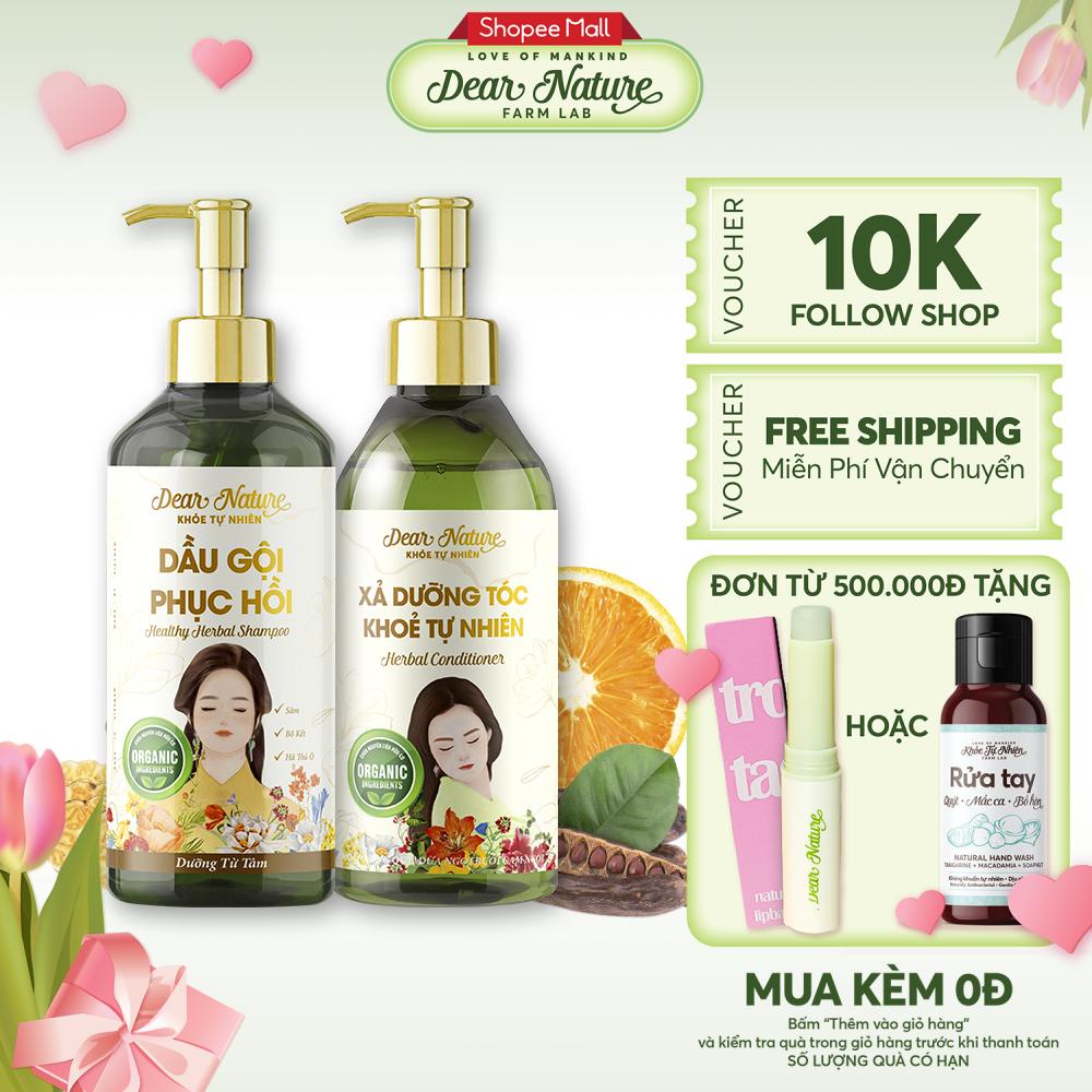 Cặp dầu gội xả thảo dược tự nhiên Dear Nature kích tích mọc tóc giảm ngứa giảm rụng