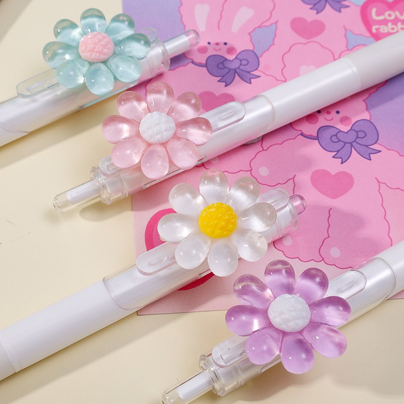 Bút Bi Nhấn Mực Đen / Bút Kí Tên Hình Hoa Hướng Dương mini Hàn Quốc Đáng Yêu Cho Văn Phòng / Trường Học