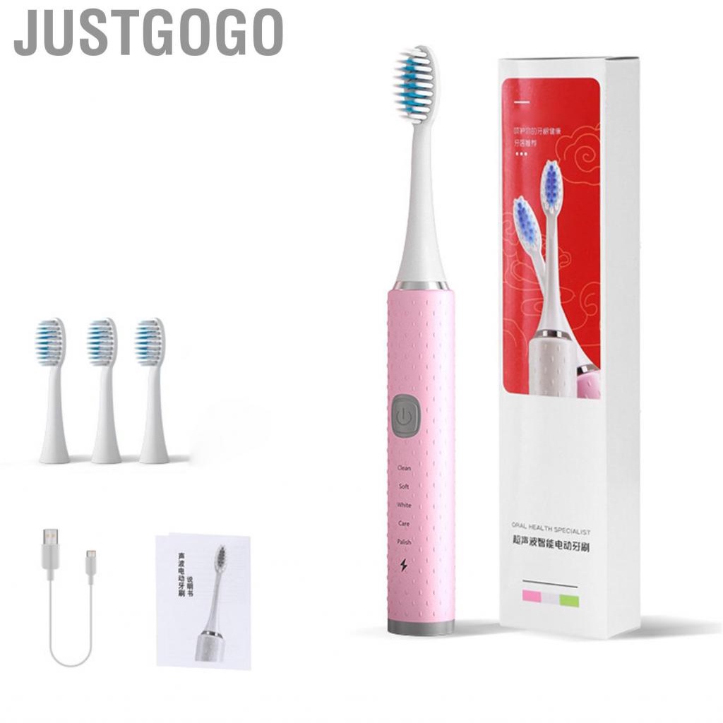 Justgogo Electric  Ultrasonic Soft Bristle  Whitening Automatic for Adults Children