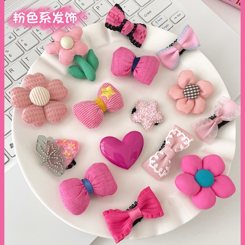 Set 5 Kẹp Tóc Nơ Vải Thời Trang Hàn Quốc Dễ Thương Cho Bé Gái
