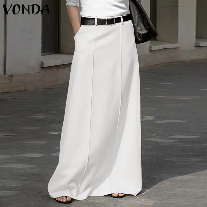 Vonda Đầm Dài Qua Gối Dáng Chữ a Màu Trơn Có Túi Thời Trang vintage Cho Nữ