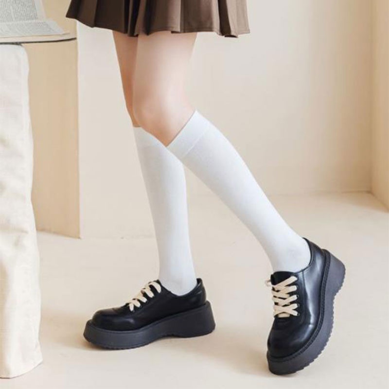 Đôi Vớ cotton Màu Trơn Thu Đông Phiên Bản Hàn Quốc Giảm Béo Gót Chân Đẹp Hợp Thời Trang