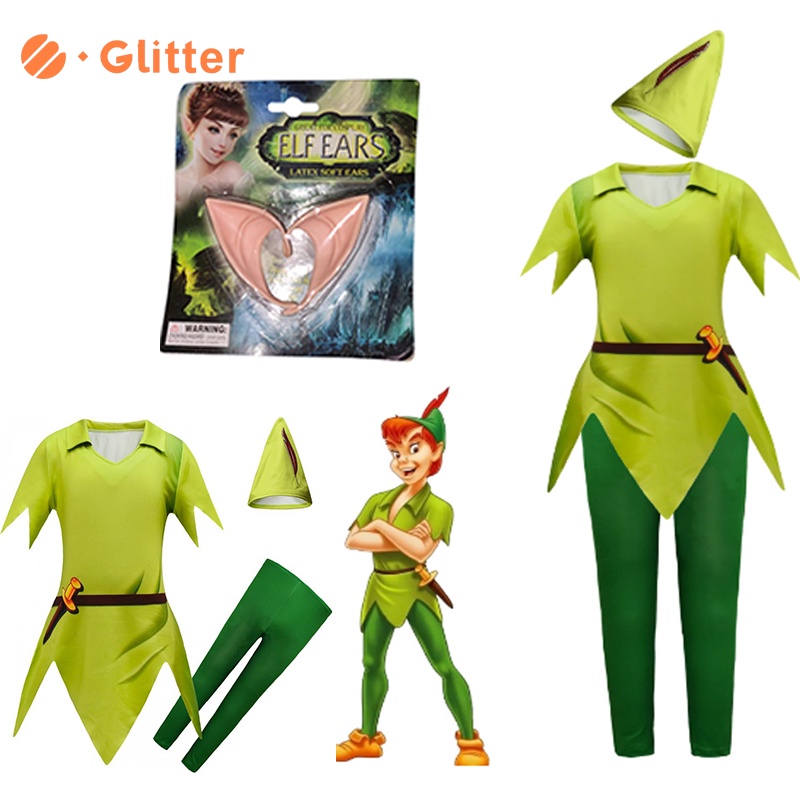 Bộ Đồ Hóa Trang peter pan Lấy Cảm Hứng Từ Trang Phục Tiệc halloween Màu Xanh Lá Cây Cho Bé Trai