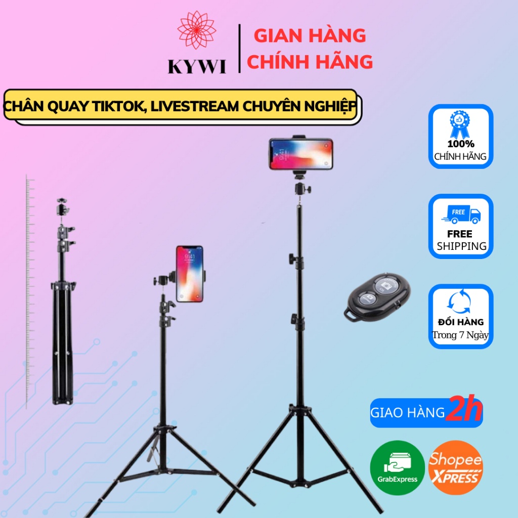 Gậy chụp ảnh 3 chân, giá đỡ điện thoại Tripod dùng để chụp ảnh, Livestream, quay TikTok chiều cao đến 2.1m – KYWI SHOP