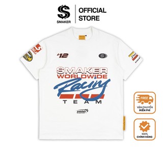 Áo thun 100% cotton đua xe màu trắng - racing tee in white