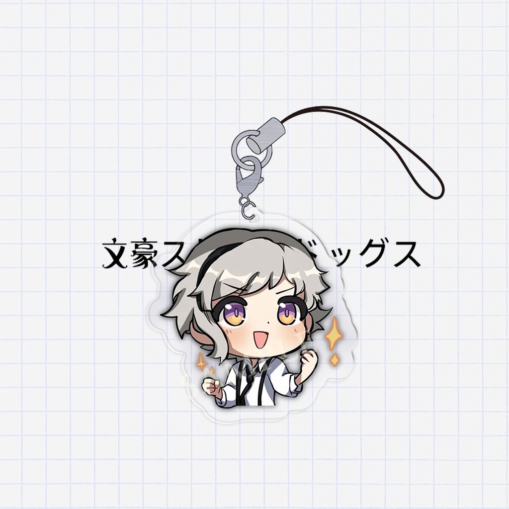 Mặt dây chuyền điện thoại di động Bungou Stray Dogs vui nhộn Atsushi Nakajima, Osamu Dazai, Chuuya Nakahara, Kunikida Do