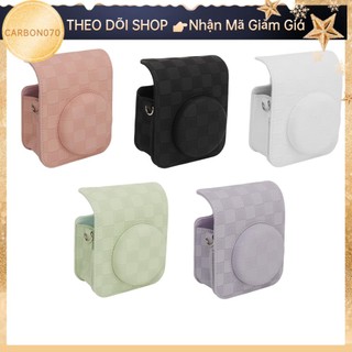 Carbon070 Dành Cho Mini 12 Camera Bảo Vệ Vintage Checkerboard Kẻ Sọc Di Động Du Lịch Quản Túi Có Dây Đeo Vai