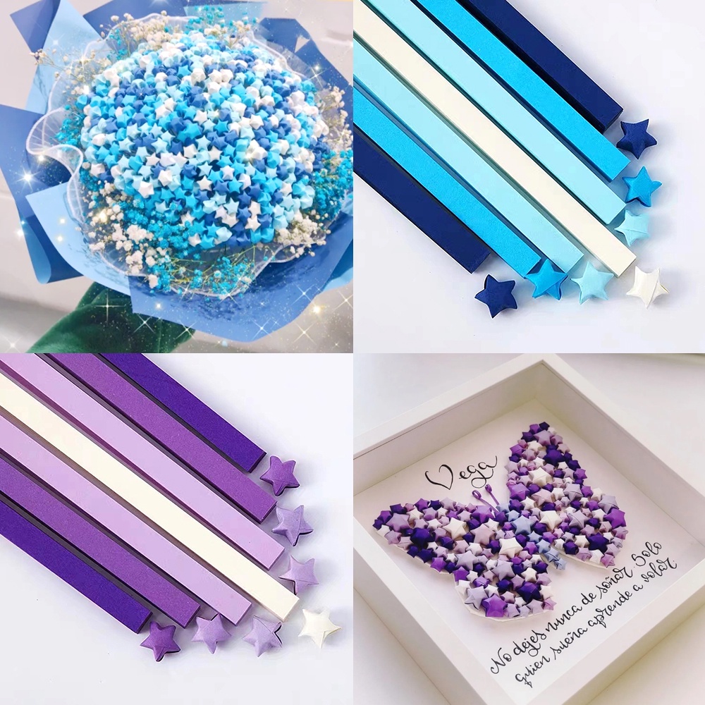 Set 540 Giấy Xếp origami Hình Bầu Trời Đầy Màu Sắc Làm Quà Tặng / Valentine / Năm Mới