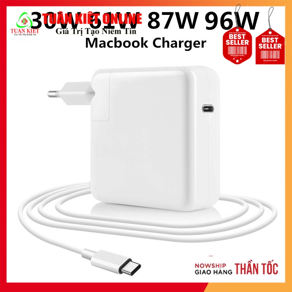 Bộ Sạc Nhanh Type-C Cho MacBook Pro 12 inch 13 inch 2016-2016 - 2019 30W 61W 87W PD USB-C