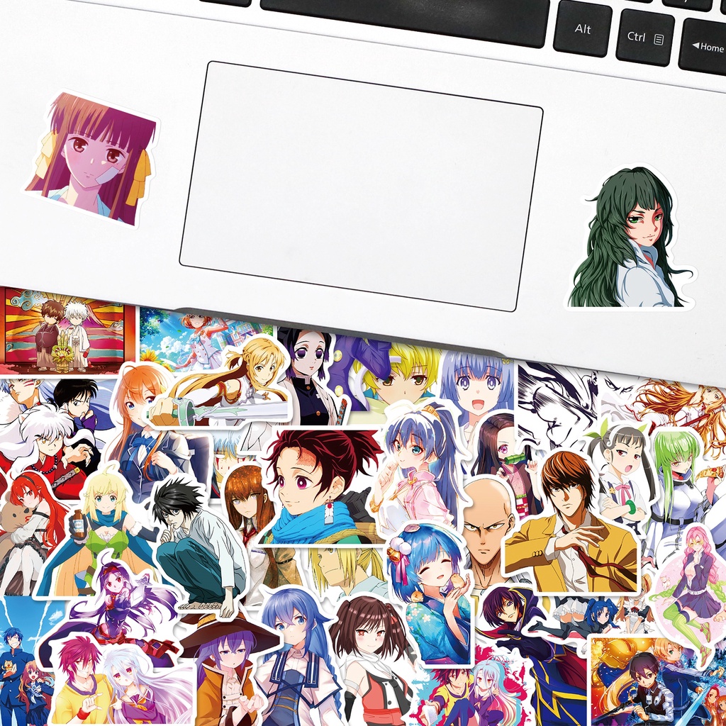 50 Miếng Dán Hoạt Hình demon slayer one punch-man spirited away Chống Thấm Nước Cho Mũ Bảo Hiểm Xe Đạp