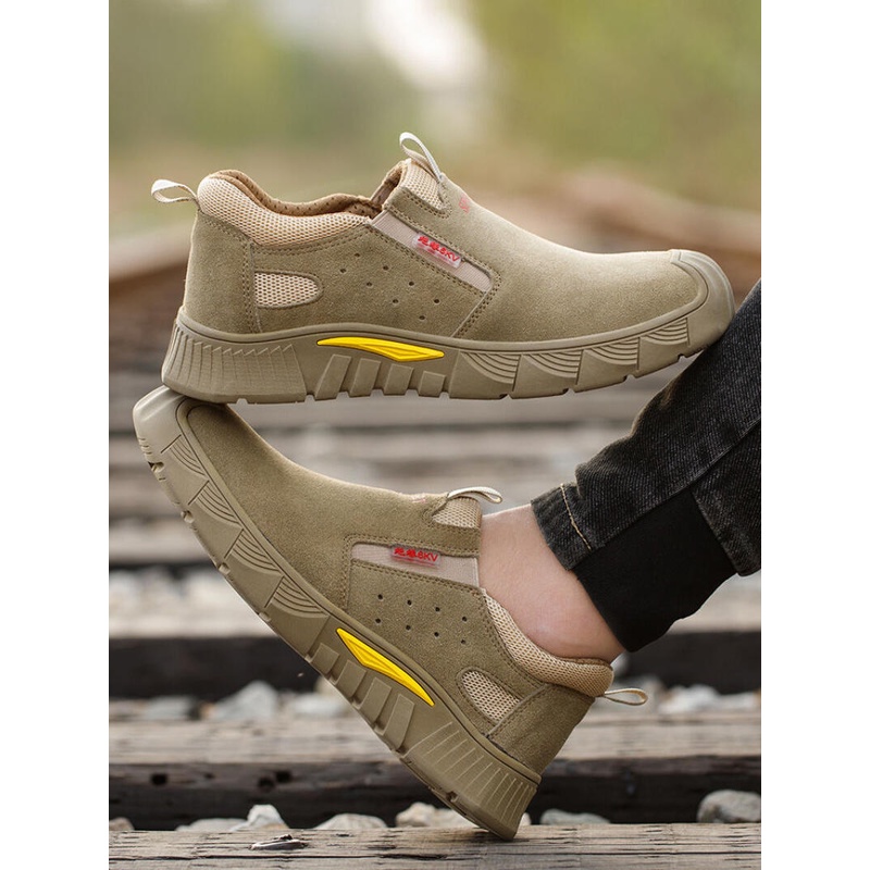 Giày Bảo Hộ Lao Động Không Mùi Thoáng Khí Bảo Vệ An Toàn Chống Đâm Thủng Cho Nam Máy Hàn Nhẹ Và Chống Mài Mòn. Giày Búp Bê Một Mảnh Thiết Kế Xinh Xắn Thời Trang