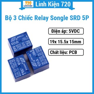Bộ 3 chiếc relay songle srd 5p 10a - 5vdc, giúp đóng cắt cơ bản
