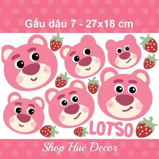 Sticker gấu dâu dán laptop, xe máy, va li  chất liệu decal chống nước, không phai màu( STK DÂU 7 )