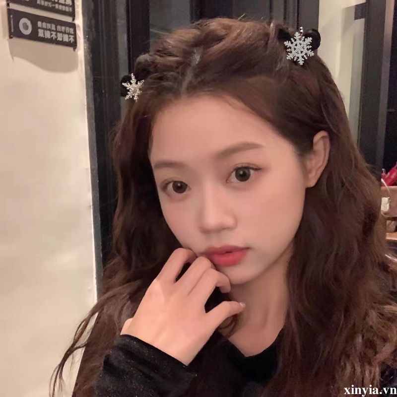 🌺🌺Kẹp Tóc Hình Bông Tuyết Màu Bạc Dễ Thương Phong Cách Hàn Quốc Cho Nữ