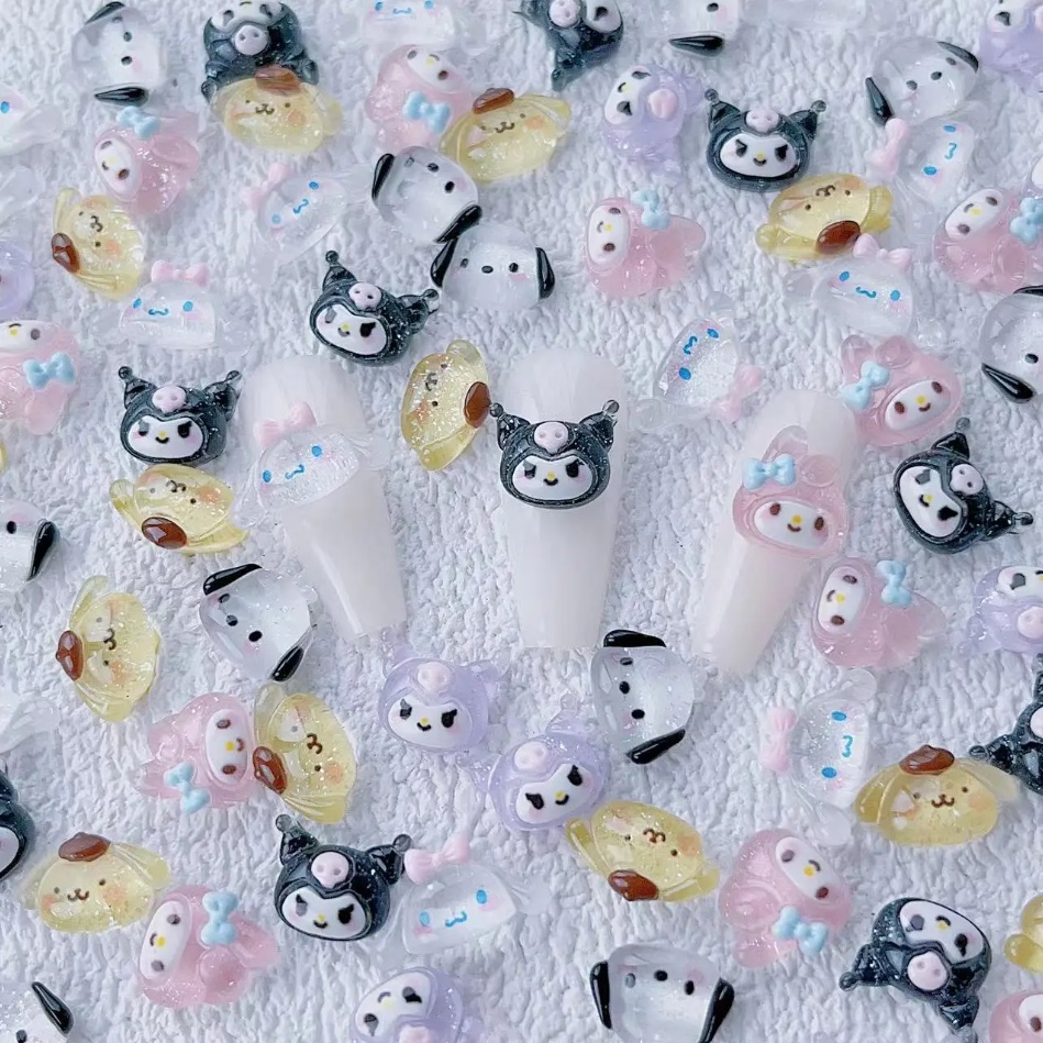 Sanrio Set 50 Miếng Dán Trang Trí Móng Tay Hình kuromi Dễ Thương diy