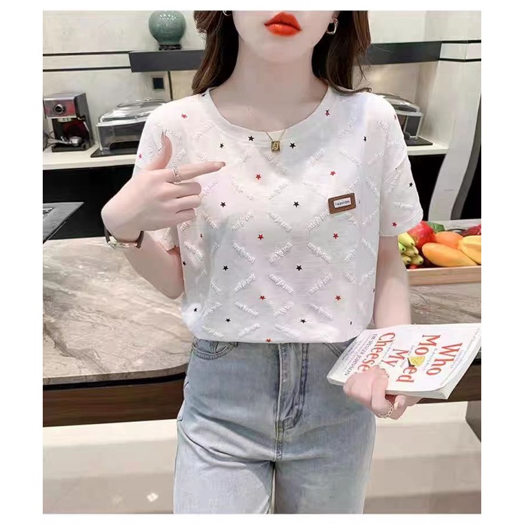 Áo Thun Cotton Tay Ngắn In Hình Thiết Kế Ba Chiều Mẫu Mới 2023 Thời Trang Mùa Hè Cho Nữ